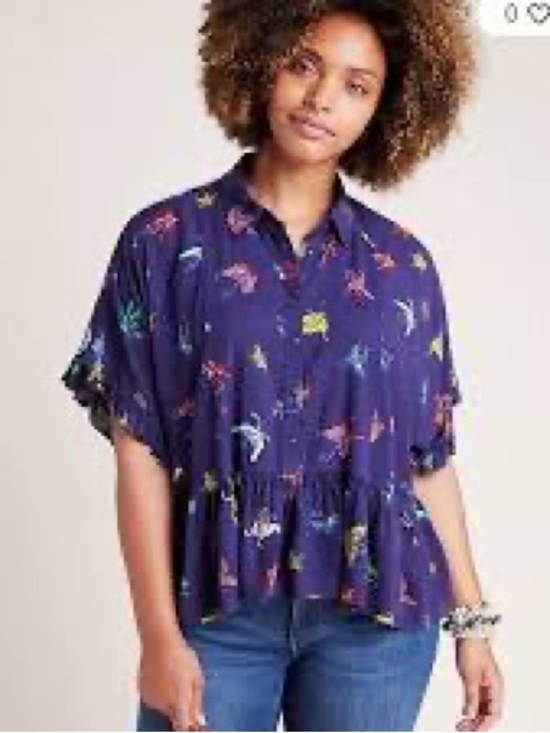 Anthropologie Tops - Anthropologie Purple Mallory Ruffled Butterfly Blouse